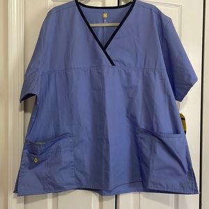 WonderWink Set of Wrap Scrubs Top and Cargo Pants.